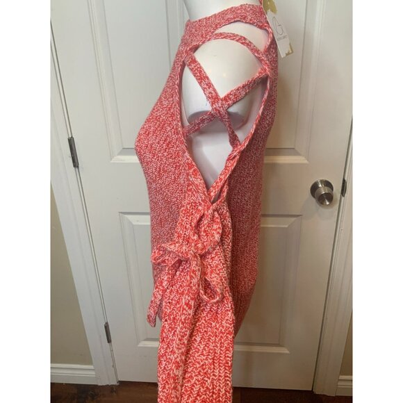 Ted Baker London Red & White Merlina Lace-Up Cold Shoulder Sweater Sz 1 / 4 NWT! - Picture 7 of 10